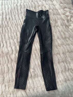 Spanx High-Waist Black Faux Leather Moto Leggings